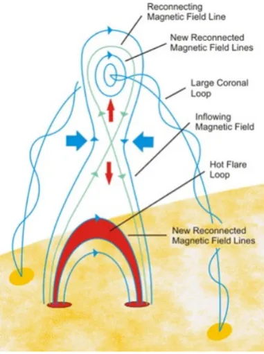 Figure 1.5: Schematic sketch of the standard model of a solar ﬂare (courtesy GordonHolman, NASA).