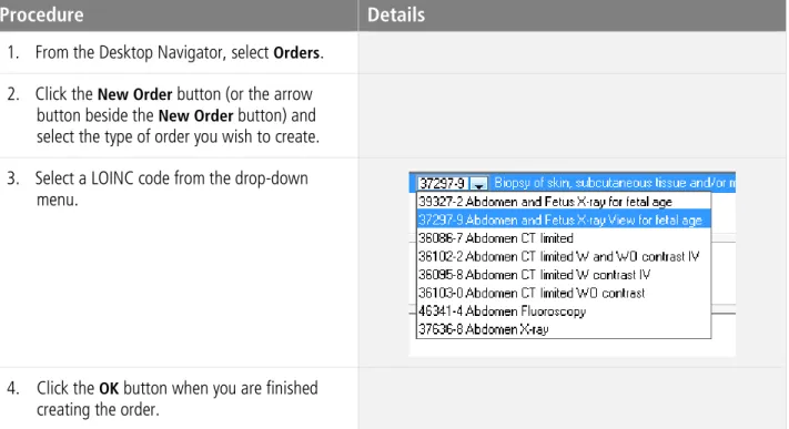 Table 2-1 Adding LOINC codes to an order 