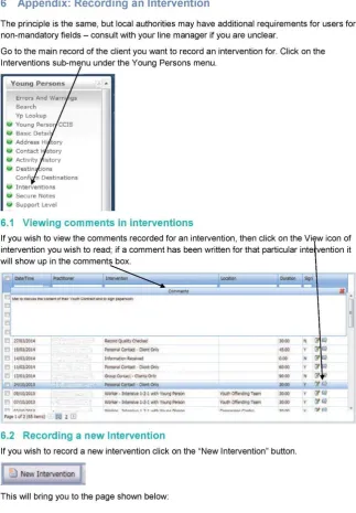 Figure 6.2: ‘Recording an Intervention’. Source: IYSS User Guide, August 2014 