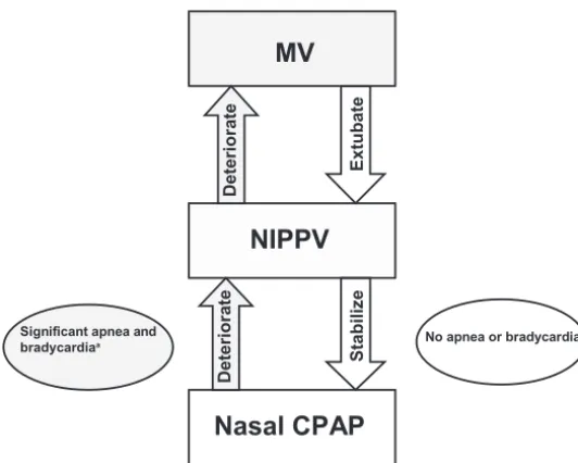 FIGURE 1A simpliﬁed algorithm for respiratory support of premature infants with the use of NIPPV