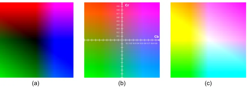 Figure 2.1: The chrominance Cb' and Cr' colour planes using the RGB colour gamut range; in these 