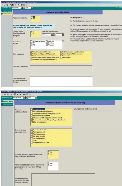 FIGURE 3The PICC placement orderset directs the MD to provide the minimal necessary information the VAS requires to place the PICC