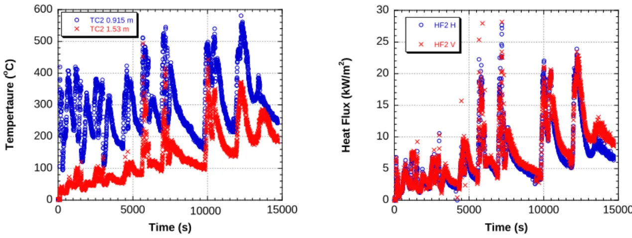 Figure 10 presents graphs of the temperature and the total heat flux time histories for the eight  evolutions