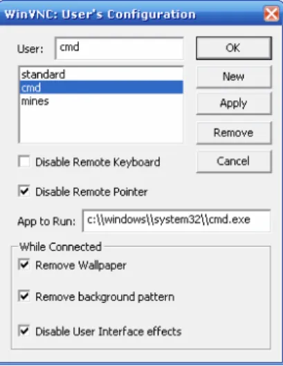 Figure V.1 – Graphical user interface for the user profiles configuration. 