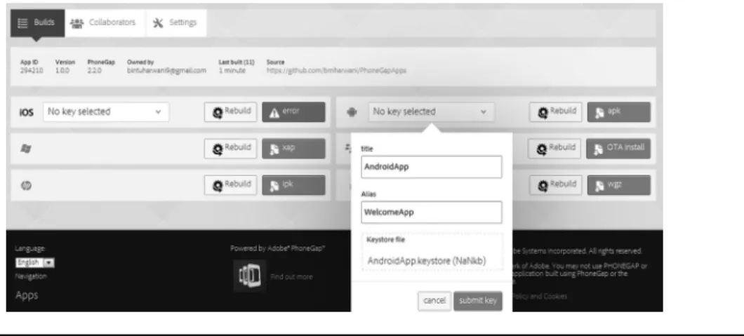 Figure	4.7	 Unlocking	the	Android	key	to	prepare	for	its	build.