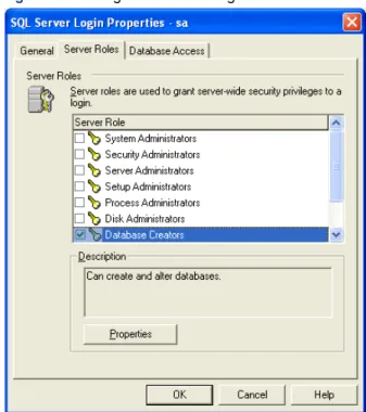 Figure 2-1 Adding Administrator Rights to the SQL User 