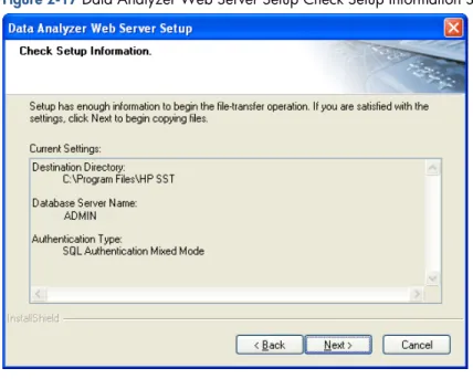 Figure 2-17 Data Analyzer Web Server Setup Check Setup Information Screen 