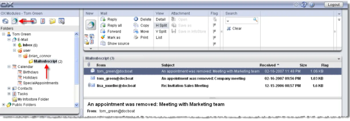 Figure 2.4. View subscribed E-Mail folder