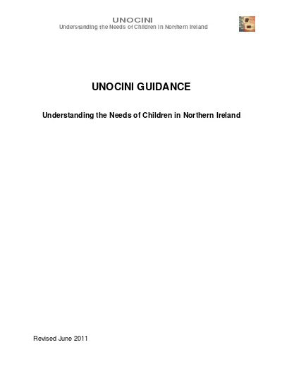 UNOCINI Understanding the Needs of Children in Northern Ireland UNOCINI