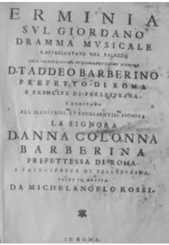 Fig. 2.1 Frontispiece of Michelangelo Rossi’s score of Erminia sul Giordano (Rome: Paolo Masotti, 1637)