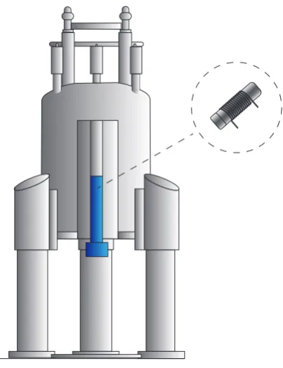 Figure 2.5: An illustrative drawing of an NMR magnet with a probe and a sampleinside.