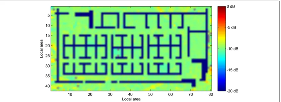 Fig. 5 The estimated m parameter map of the Nakagami-m fading with goodness of fit test