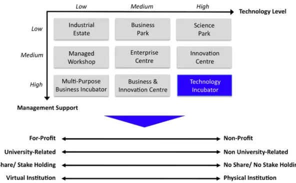 Figure 4 Typology of incubators (developed from ideas introduced in CSES (2002)) 