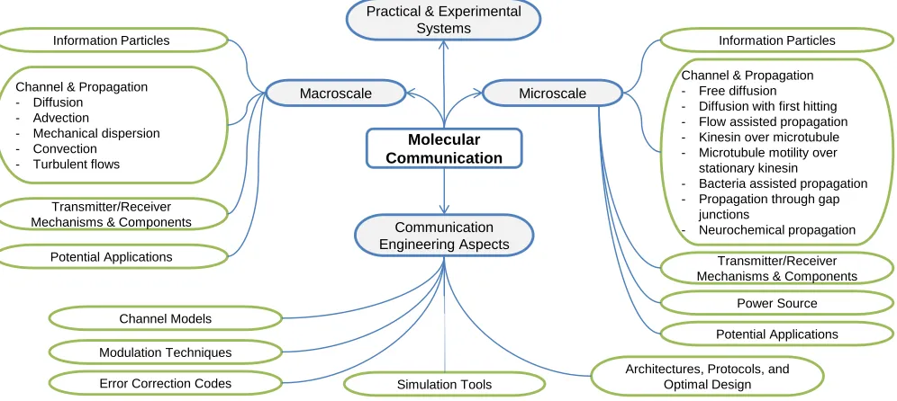 Fig. 1. Various aspects of molecular communication.