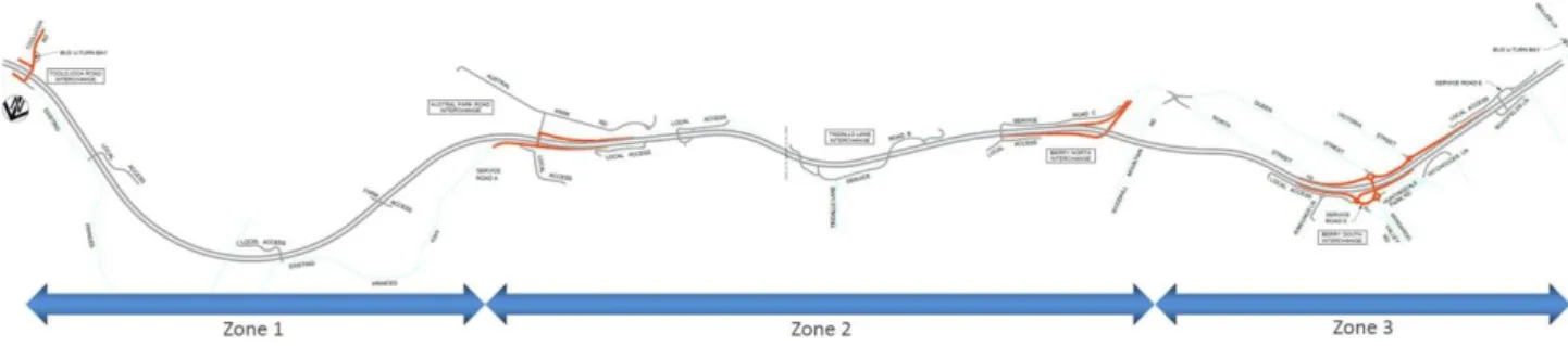 Figure 1: Construction zones – for Illustration purposes only,  refer to construction staging design package  for details 