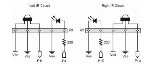 Figure 4.3 is the schematic for the SumoBot robot’s IR object sensing. Build this circuit  on your SumoBot