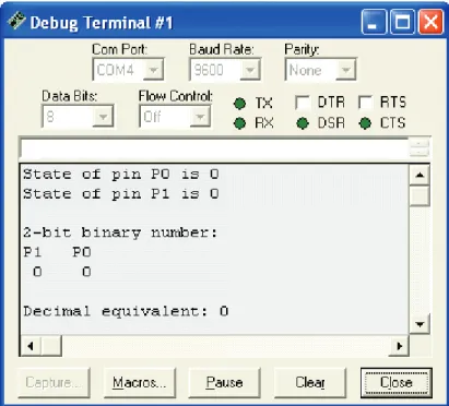 Figure 2-4  Debug Terminal  Output for Program  Listing 2.1  