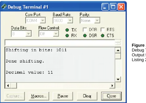 Figure 2-7  Debug Terminal  Output for Program  Listing 2.2. 