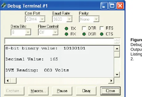 Figure 3-7  Debug Terminal  Output for Program  Listing 3.1, Revision  2. 