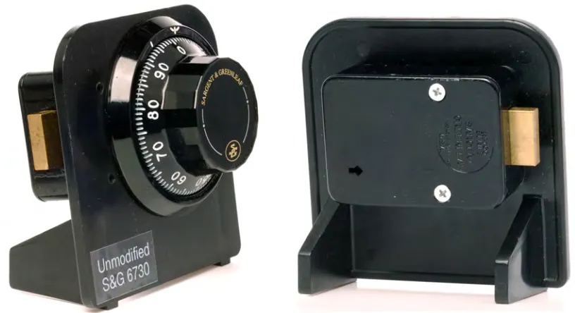 Figure 1: Standard lock package (in this case, a Sargent & Greenleaf model R6730), shown mounted on adisplay stand