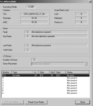 Figure 5-6 shows the PLC Information dialog box that displays the error code and the description of the error.