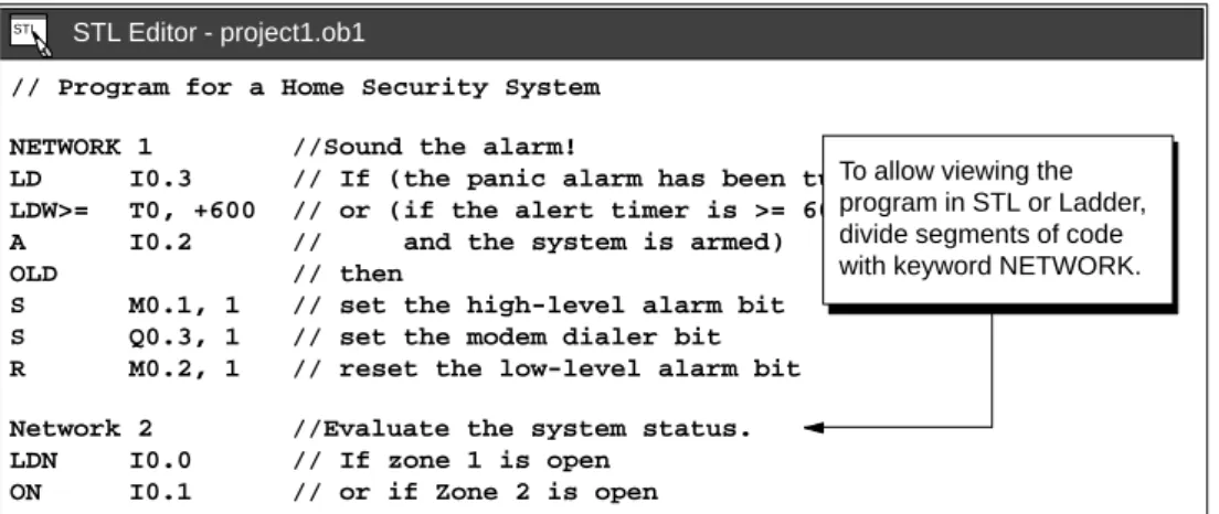 Figure 2-6 STL Editor Window with Sample Program To enter an STL program, follow these guidelines: 