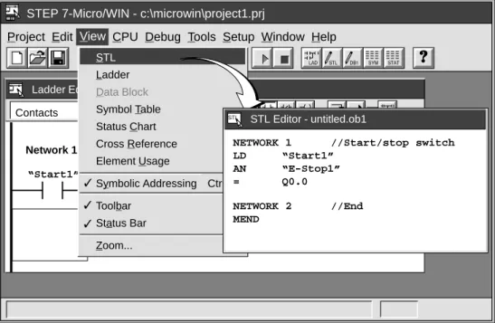 Figure 2-7 Changing the Program View from Ladder to Statement List