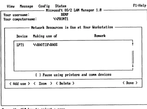 Figure 2-9. Network Resources in Use at Your Workstation Dialog Box 