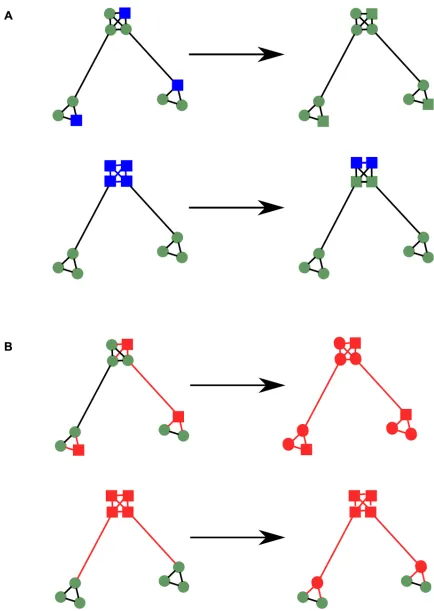 Fig 2. Diagrammatic representation of the full model processes. The main pathway is shown in blue, with additional factorsin red, and development of the agent population in green.
