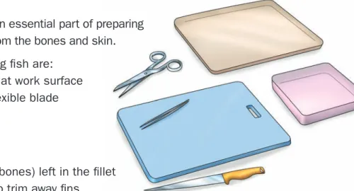 Figure 9.7 The tools required for  filleting fish