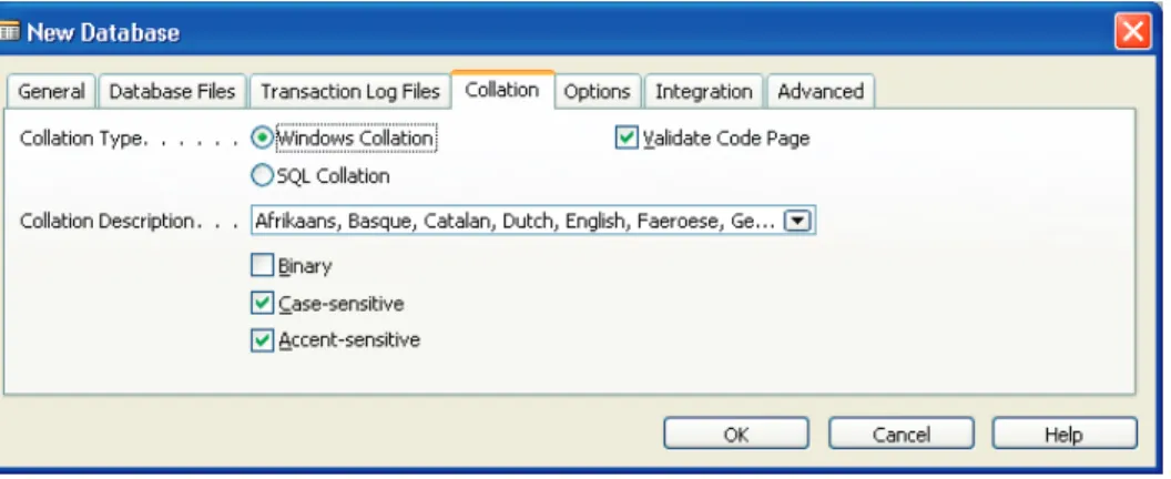 FIGURE 2.8 THE DATABASE COLLATION 