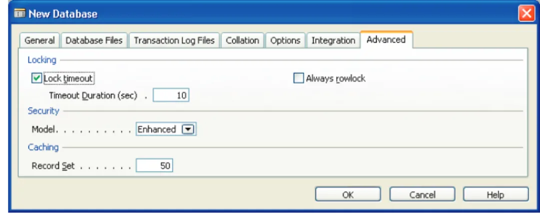 FIGURE 2.10 ADVANCED DATABASE SETTINGS 