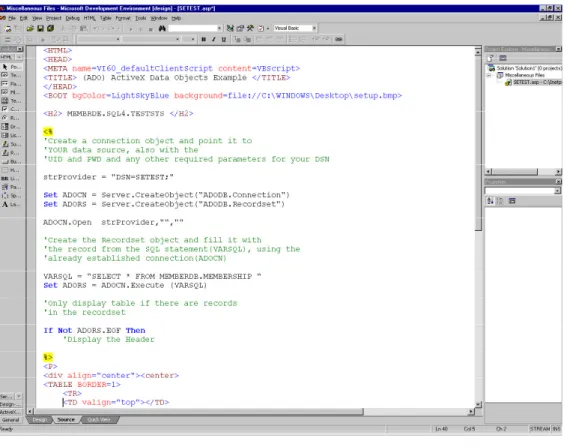 Figure 3 Active Server Page Code 