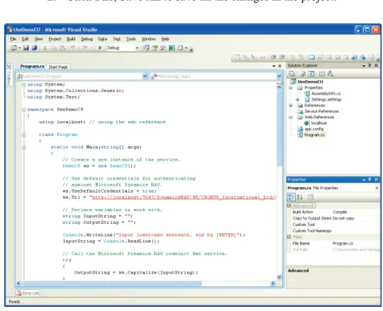 FIGURE 13.6 THE CODE IN VISUAL STUDIO 