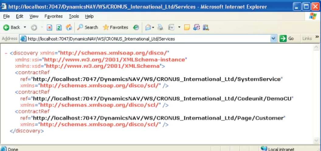 FIGURE 13.4 THE WEB SERVICES LISTED IN INTERNET EXPLORER  4.  Close Internet Explorer