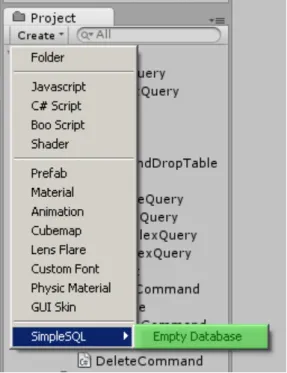 Figure 4-4 Create Database From Project Menu