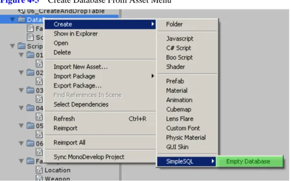 Figure 4-5 Create Database From Asset Menu