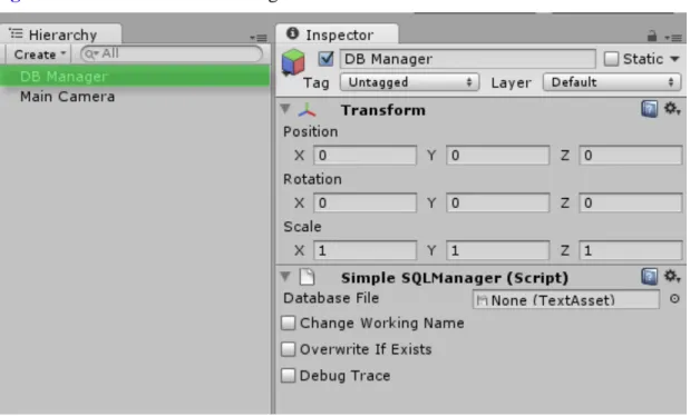 Figure 5-1 Create SimpleSQLManager Through Unity Menu
