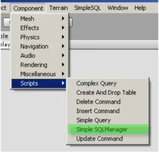 Figure 5-7 Attach SimpleSQLManager Script Through Menu