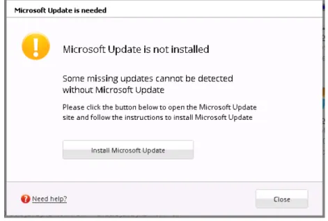 Figure 7: Microsoft Update Required Notification 