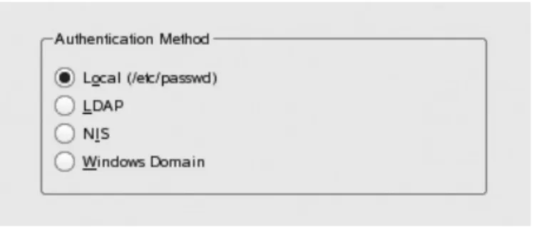 Figure 9-4    Selecting a user  authentication  method