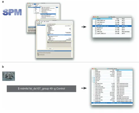 Figure 3. NIDM-Results export in SPM12 (a) and FSL v5.0 (b).