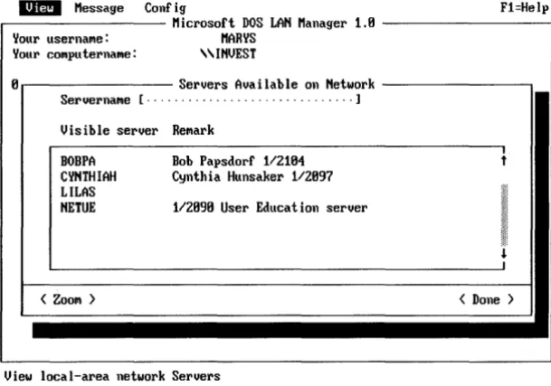 Figure 3-6. Servers Available on Network Dialog Box 