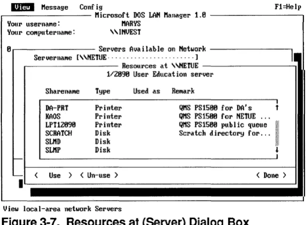 Figure 3-7. Resources at (Server) Dialog Box 