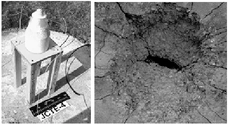 Figure 14. Dual initiation shaped charge concrete experimental setup and concrete target face