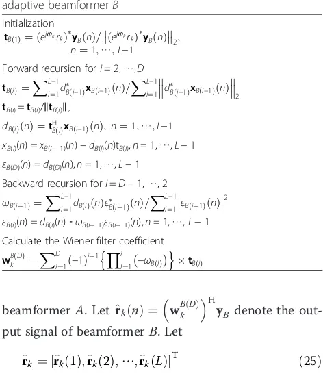 Table 3 The flow diagram of computation of weight vector inadaptive beamformer B