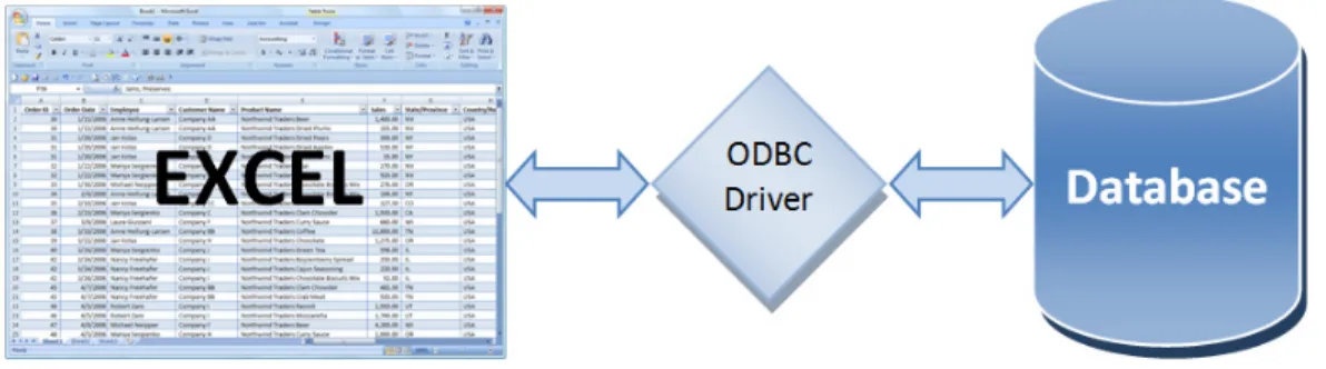 Figure 3 - Accessing External Data Directly from within Excel Using ODBC 