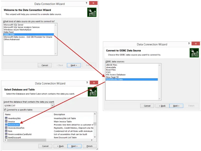 Figure 4 - Using the Data Connection Wizard to Query QuickBooks Enterprise Solutions 