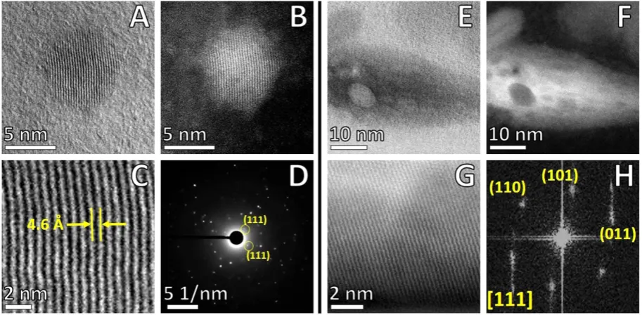 Figure 5. Identification of particles analyzed by EELS microanalysis. Electron energy loss spectroscopy of high-contrast individual particles located in Cs-BF/HAADF-STEM imaging