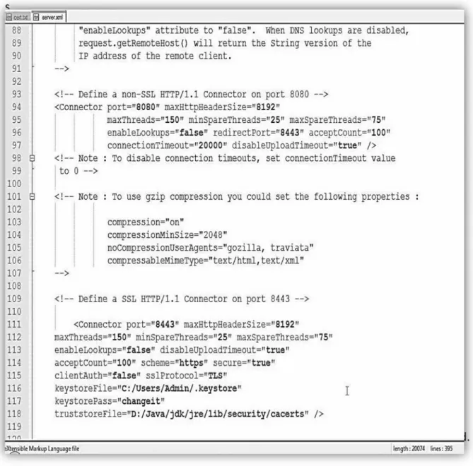 Figure 4. Parameters for keystoreFile, keystorePass, truststoreFiles